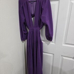 Elegant Long Sleeve Purple Dress